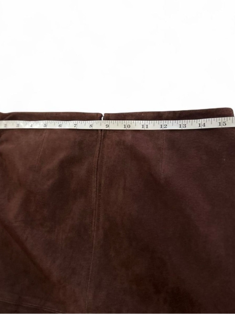 Chocolate Brown Patch Suede Midi Genuine Leather Skirt Size 8* Newport News - Picture 6 of 7